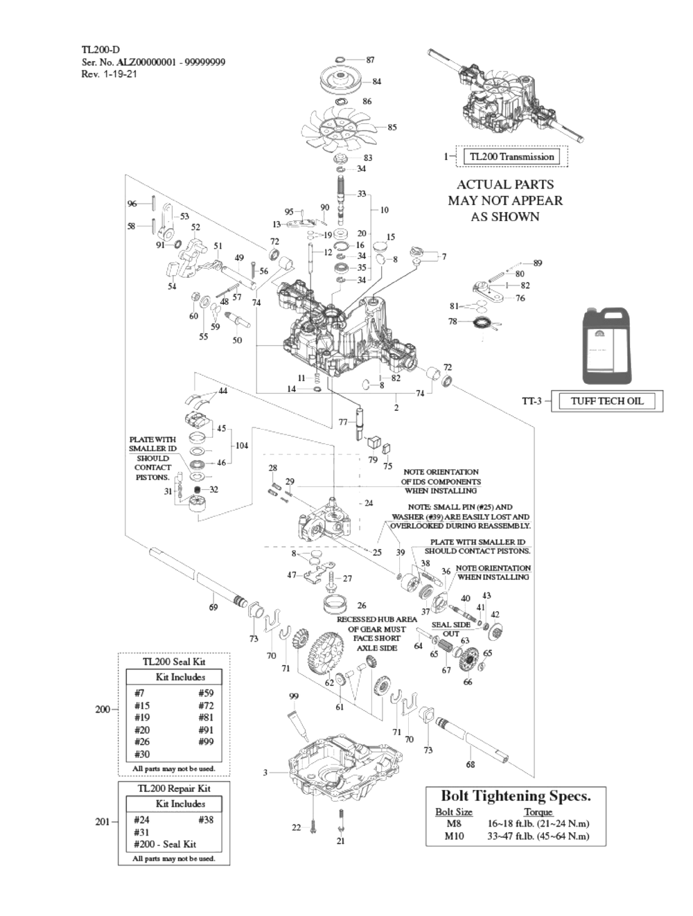 Transmission Diagram and Parts List for (13AOA9CS056)(2021) Cub Cadet Lawn Tractor